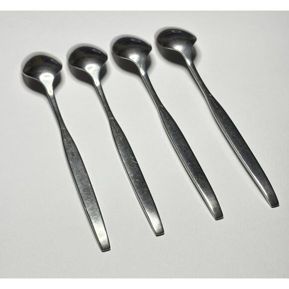 Oneida Community CELEBRITY Stainless 4 Iced Tea Spoons MCM w/ White Stars - Picture 10 of 11